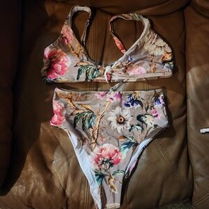 Vitamin A Floral Bikini - Pink and Gray